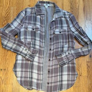 Paige 100% cotton purple plaid button down size small